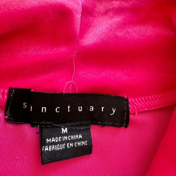 Sanctuary Velvet Puff Sleeve Mock Neck Top Pink Medium Barbiecore Preppy - Picture 4 of 10